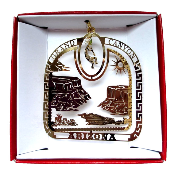 Grand Canyon Brass Ornament Arizona Travel Souvenir Southwest Kokopelli - Picture 1 of 7
